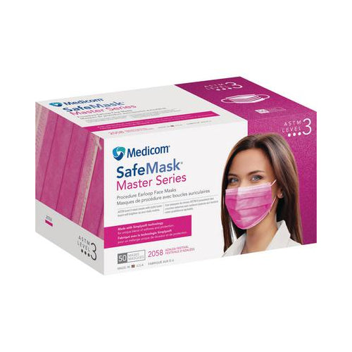Medicom 2058 SafeMask Master Series Earloop Face Masks ASTM Level 3 Azalea Festival 50/Bx Medicom 2058 SafeMask Master Series Earloop Face Masks ASTM Level 3 Azalea Festival 50/Bx